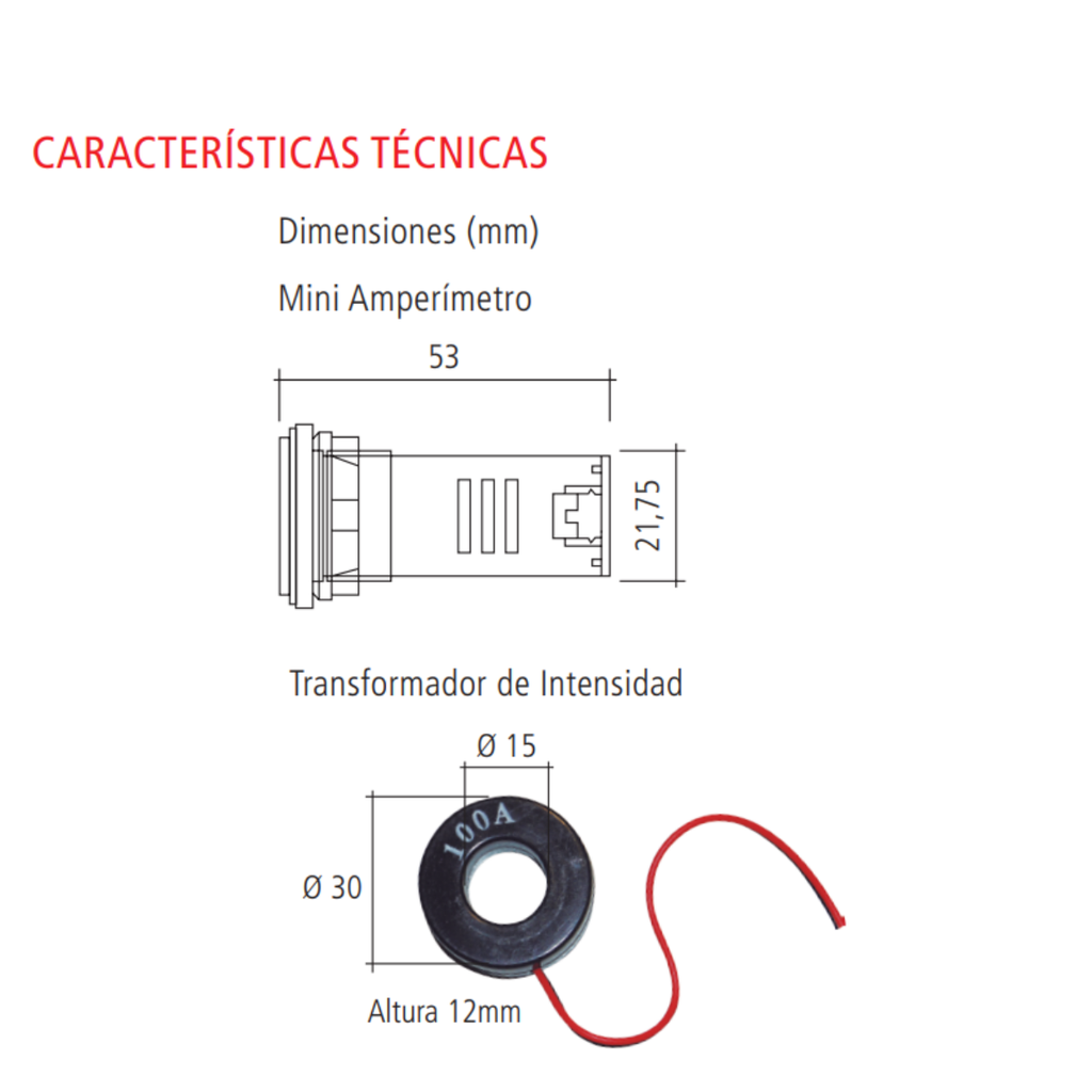 Amperimet CA digit D22 hasta 100A VER c-trafo